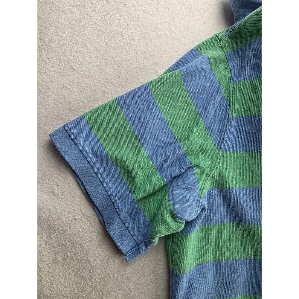Vineyard Vines Slim Fit Green Blue Striped Polo Short Sleeve Size XXL